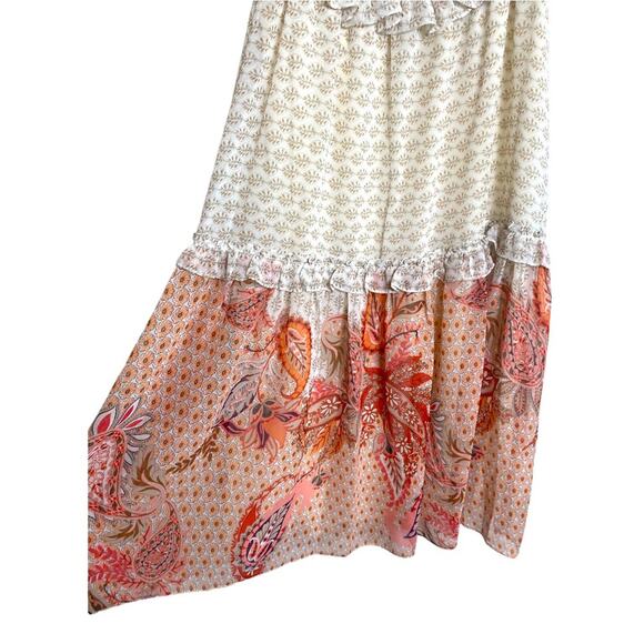 NWT MISA DRESS MIDI FLORAL TIERED RUFFLE COTTAGECORE BOHO CHIC CORAL PEACH BEIGE - Picture 10 of 15